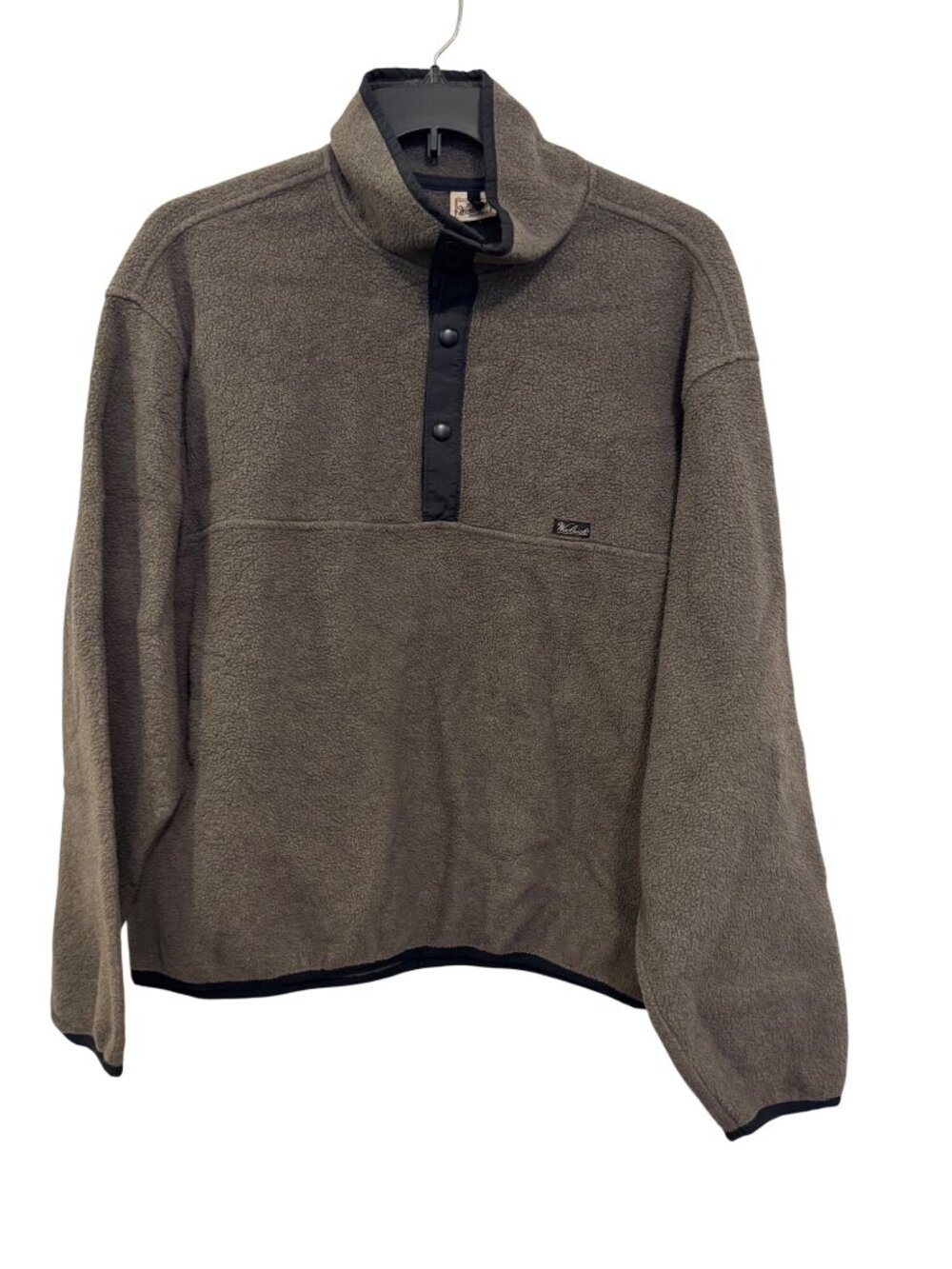 Woolrich Mens XL Brown Fleece Pullover Snap-Neck Jacket Outdoorwear